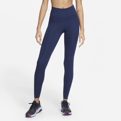 Nike One Luxe Women's Mid-rise Pocket Leggings In Midnight Navy,clear