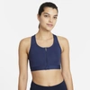 Nike Swoosh Womenâs Medium-support Padded Zip-front Sports Bra In Blue