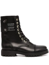 Zadig & Voltaire Joe Logo-lace Leather Ankle Boots In Black