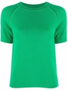 Barrie Short-sleeve Cashmere Top In Green