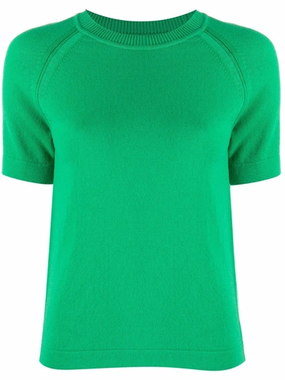 Barrie Short-sleeve Cashmere Top In Green