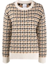 BARRIE HOUNDSTOOTH-PATTERN CASHMERE PULLOVER