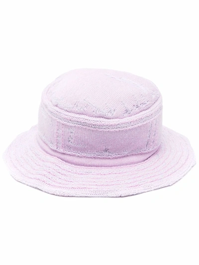 Barrie Purl-knit Bucket Hat In Purple