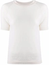 Barrie Short-sleeve Cashmere Top In White