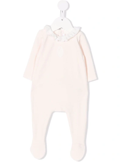 Chloé Babies' Embroidered Logo Ruffle-collar Pajama In Pink