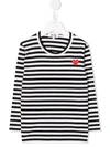 Comme Des Garçons Play Kids White & Black Heart Patch Long Sleeve T-shirt