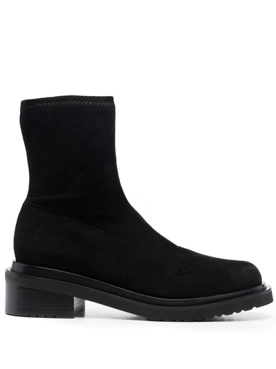 By Far Zip-up Suede Boots In Black