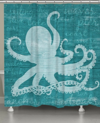 Laural Home Octopus Words Shower Curtain Bedding In Turquoise