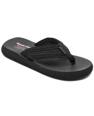 Skechers Women's Cali Asana Valley Chic Flip Flop Thong Sandals From Finish Line In Black