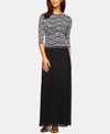 Alex Evenings Mock Two-piece A-line Gown In Black/white