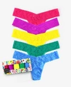 Hanky Panky Women's Signature Lace Low Rise Thong Panty Pack Of 5 In Allure, Sour Cherry, Sunshine, Malachite, Cerulean Blue