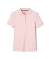 French Toast Little Girls Short Sleeve Picot Collar Interlock Polo Shirt In Pink