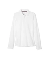 French Toast Plus Girls Long Sleeve Interlock Knit Polo With Picot Collar In White