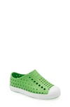 Native Shoes Kids' Jefferson Water Friendly Slip-on Vegan Sneaker In Grasshoppergreen/shellwhite