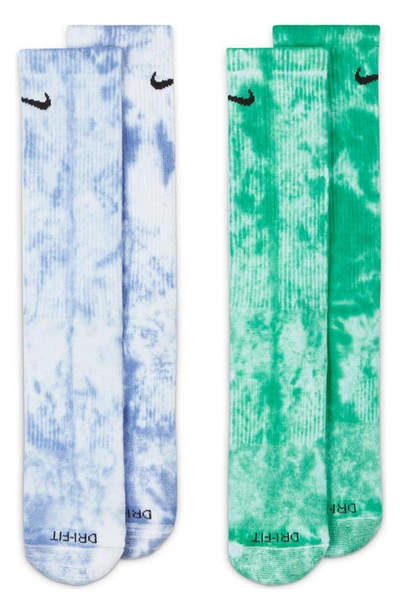 Nike Dri-fit 2-pack Assorted Everyday Plus Athletic Socks In Blue
