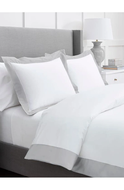 Boll & Branch Colorblock 300 Thread Count Organic Cotton Duvet Cover In White/ Pewter