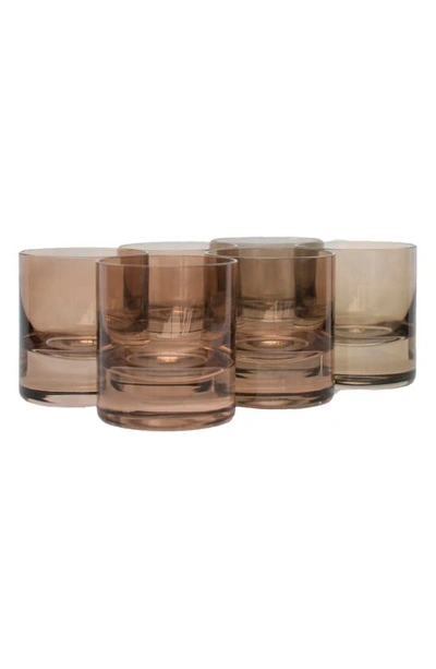 Estelle Colored Glassware Ware Set Of 6 Rocks Glasses In Amber Smoke