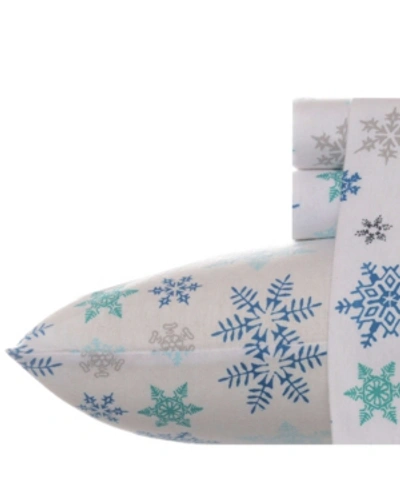 Eddie Bauer Ski Patrol Cotton Flannel 3-piece Twin Sheet Set Bedding In Snowflake