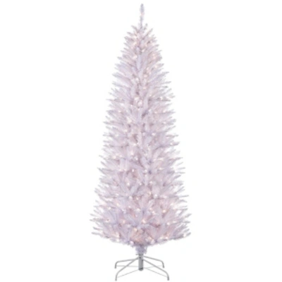 Puleo International 6.5 Ft Pre-lit White Pencil Franklin Fir Pencil Artificial Christmas Tree With 250 Ul- In Green