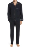 Eberjey William Contrast-piping Stretch-jersey Pyjama Set In Black