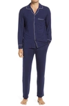 Eberjey William Modal Long Pjs True Navy/ivory In True Navyivory