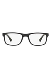 Emporio Armani 53mm Or 55mm Rectangular Optical Glasses In Matte Black - 55mm