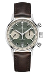 Hamilton American Classic Intra-matic Chronograph Leather Strap Watch, 40mm In Green