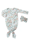 Baby Grey By Everly Grey Knotted Gown & Headband Set In Cloud Blue