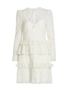 ml Monique Lhuillier Tie-neck Lace Dress In White
