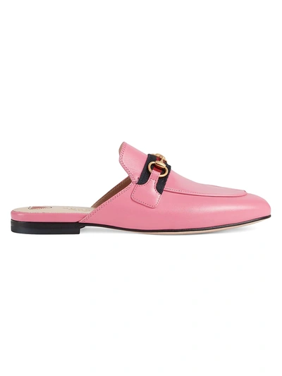 Gucci Princetown Horsebit-detail Almond-toe Mules In Pink Trop