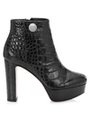 CHRISTIAN LOUBOUTIN JANIS CROC-EMBOSSED LEATHER PLATFORM ANKLE BOOTS,400013906631