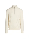 Brunello Cucinelli Men's Cashmere Quarter Zip Sweater In Ivory