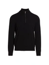 Brunello Cucinelli Men's Quarter-zip Ribbed Cotton Sweater In Black