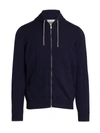 Brunello Cucinelli Cashmere Zip-up Hoodie Sweatshirt In Blue