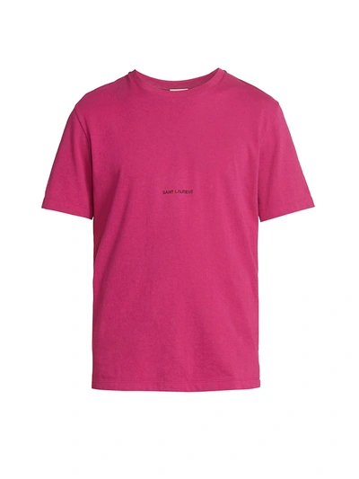 Saint Laurent Pink Rive Gauche Logo T-shirt In Fuchsia Noir