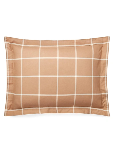 Ralph Lauren Modern Equestrian Bedding Windowpane Sham In Camel And Cream