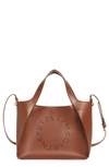 Stella Mccartney Perforated Logo Faux Leather Satchel In Cinnamon