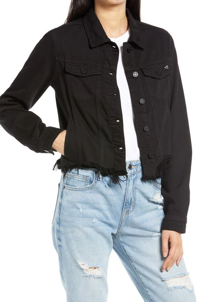 Hidden Jeans Fray Hem Denim Trucker Jacket In Black