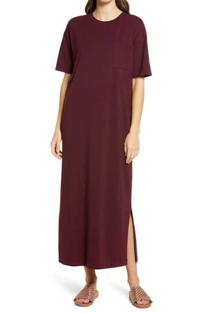 Nordstrom T-shirt Maxi Dress In Burgundy Stem