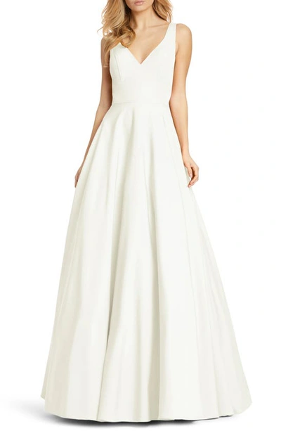 Ieena For Mac Duggal V-neck Empire Ball Gown In White