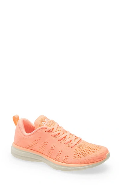Apl Athletic Propulsion Labs Techloom Pro Knit Running Shoe In Neon Peach / Pristine