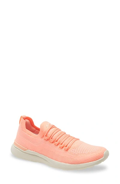 Apl Athletic Propulsion Labs Techloom Breeze Knit Running Shoe In Neon Peach / Pristine