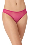 On Gossamer Gossamer Mesh Hip Bikini In Cherry Magenta
