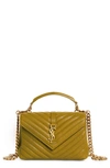 Saint Laurent College Olive Leather Shoulder Bag In Olive Drab