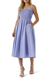 English Factory Sleeveless Stripe Midi Dress In Powder Blue