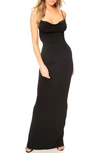 Katie May Surreal Open Back Ruched Stretch Jersey Gown In Black