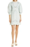 SEE BY CHLOÉ EMBROIDERED PUFF SLEEVE DRESS,S21SRO09033