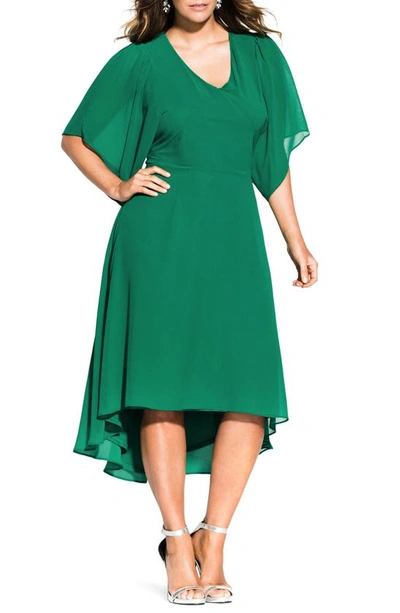 City Chic Adore High/low Dress In Green Stone | ModeSens