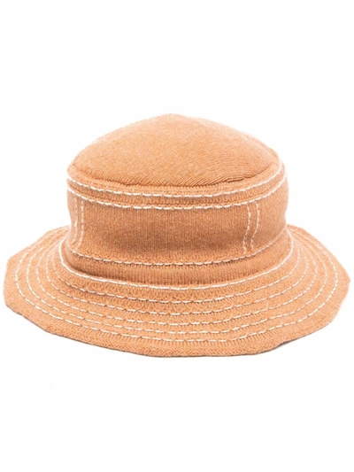 Barrie Distressed Bucket Hat In Braun