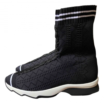 Pre-owned Fendi Cloth Trainers In Black